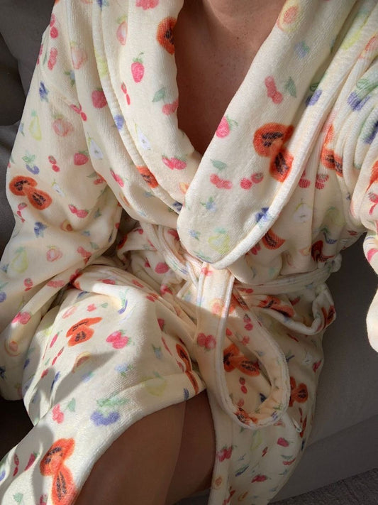 Robe Fruit - Sleepwear, For Fall Winter, Fluffy, Cozy